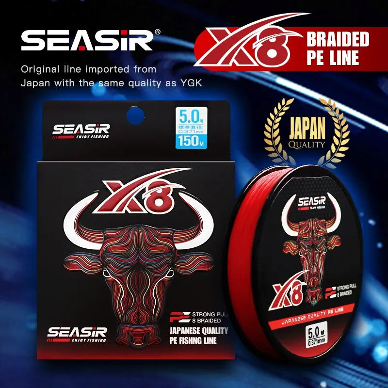 Linha de Pesca Multifilamento   | Seasir RedBull 8 Fios PE 150M Alta Resistência