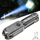 Lanterna Tática LED Recarregável USB Impermeável Longo Alcance