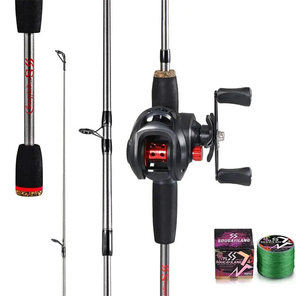 Kit de Vara e Carretilha| Ultra Resistente 1,8m |Drag Máx 10kg + Linha PE Grátis Sougayilang