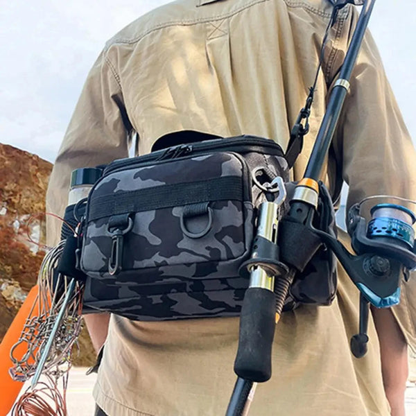 Bolsa de Pesca Multifuncional | Impermeável | Grande Capacidade |Em Tecido Oxford
