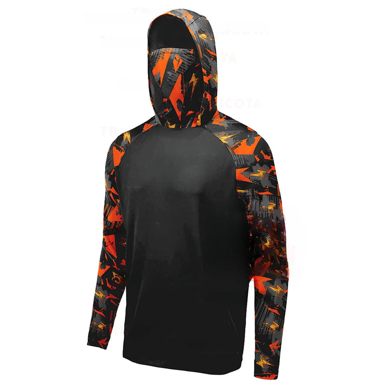 Camisa de Pesca Masculina UPF 50+ Com Capuz e Máscara UV
