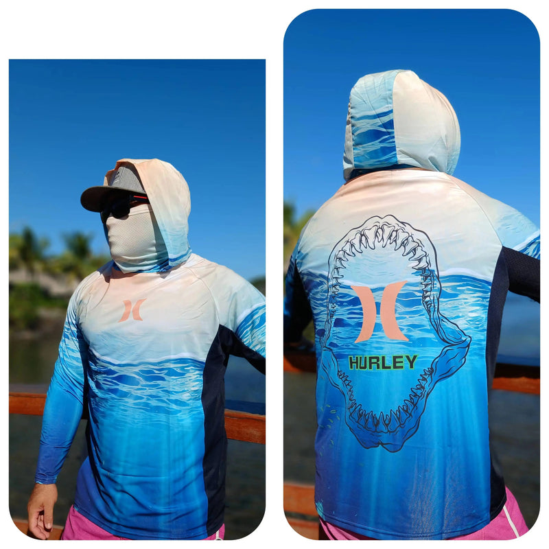 Camisa Masculina Com Capuz UPF 50+ Manga Longa para Pesca