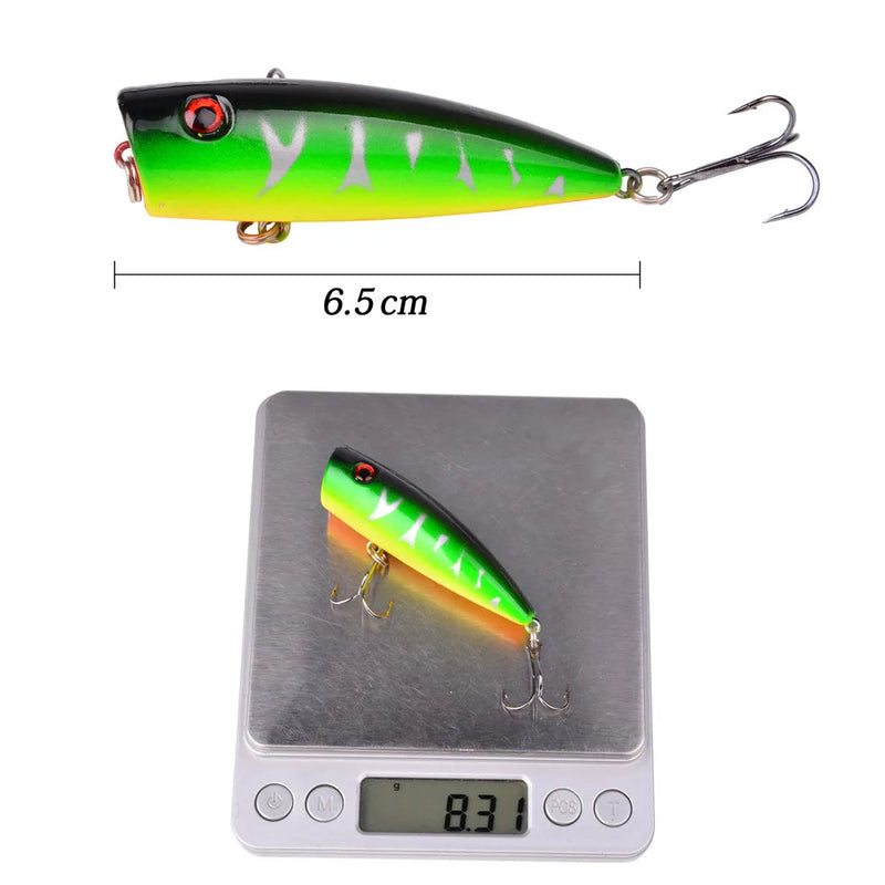 Kit de Iscas Popper   | 5 Unidades (Para Pesca em Superfície)
