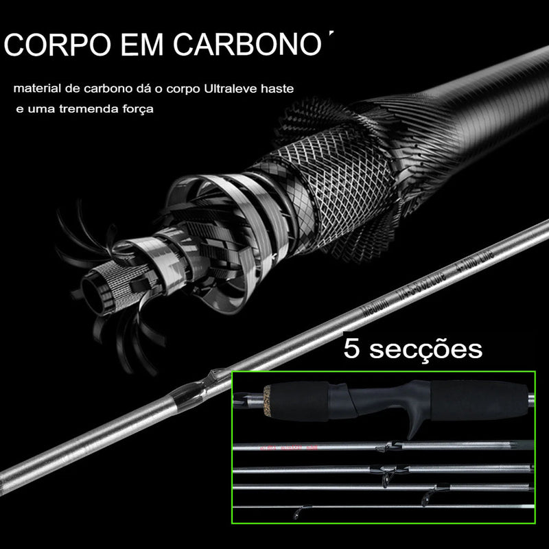 Kit de Vara e Carretilha| Ultra Resistente 1,8m |Drag Máx 10kg + Linha PE Grátis Sougayilang