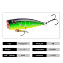 Kit de Iscas Popper   | 5 Unidades (Para Pesca em Superfície)