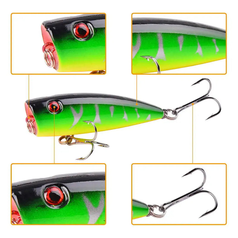 Kit de Iscas Popper   | 5 Unidades (Para Pesca em Superfície)