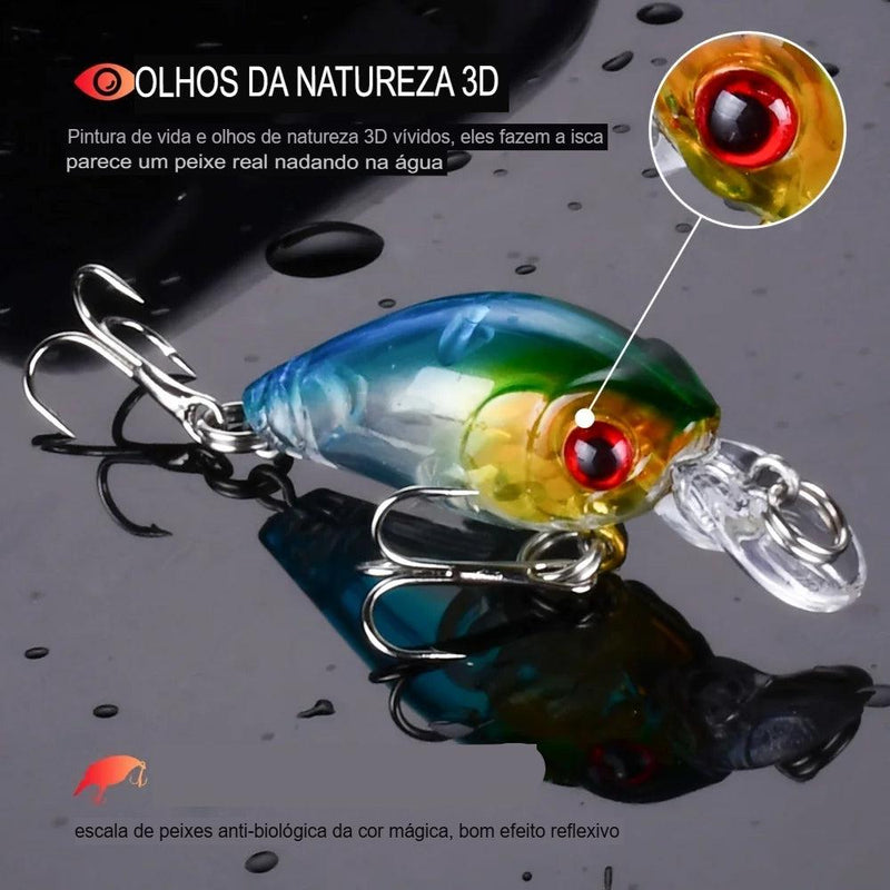 Iscas Crankbait   | Kit Com 8 Unidades | Meia Água e Profundidade